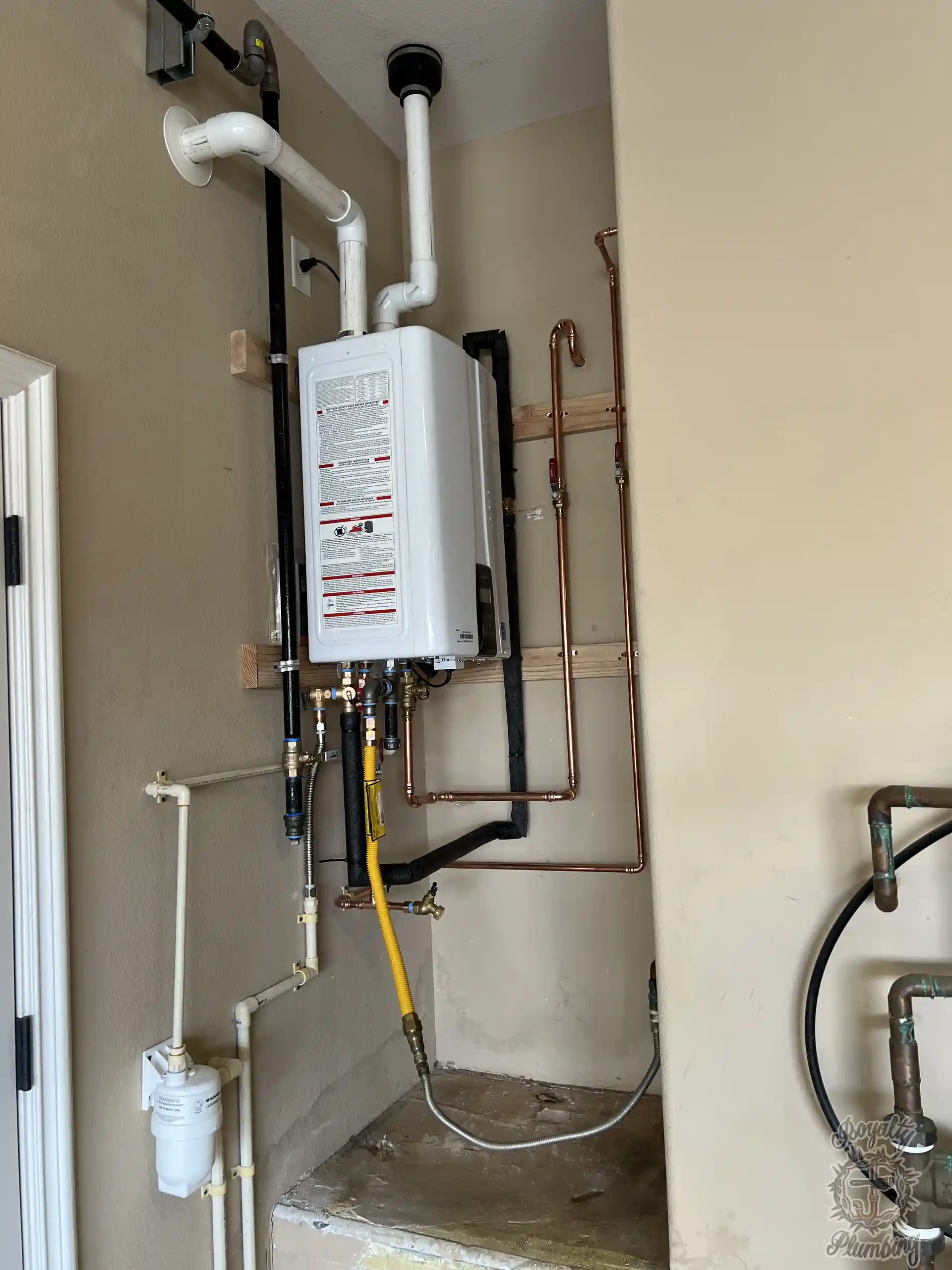 Close up of mineral scale buildup in a water heater