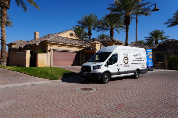 Architectural blueprints on desk