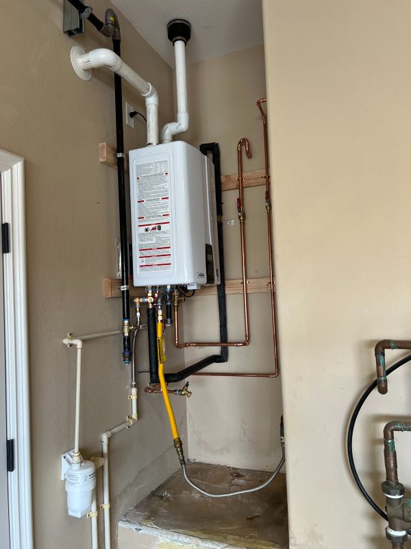 Modern tankless water heater installation