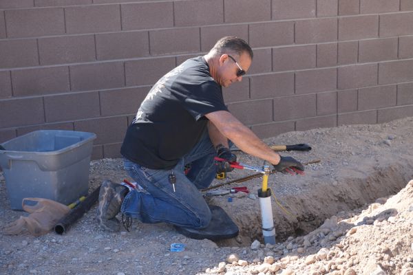 Royalty Plumbing technician performing gas line installation in Las Vegas