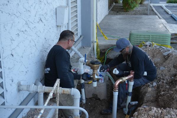 Sewer camera inspection showing root intrusion in Las Vegas residential sewer line