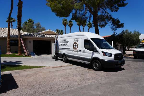 Sewer camera inspection showing damaged clay tile lateral in Las Vegas home